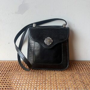 Brighton Croc Embossed Leather Saddle Bag